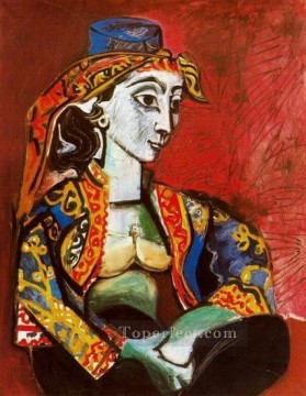 パブロ・ピカソ Painting - トルコ衣装を着たジャクリーン 1955 年キュビズム パブロ・ピカソ